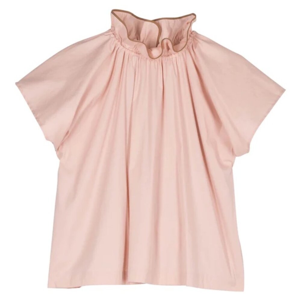 A Piece of Favorite APOF Ada light Pink Ruffle-Neck Short Sleeve Top